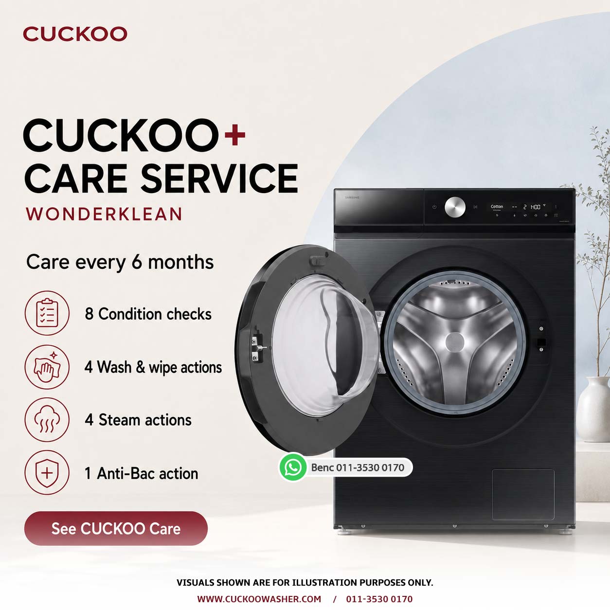 CUCKOO Care scheduled every six months with selected washer plans in Penang