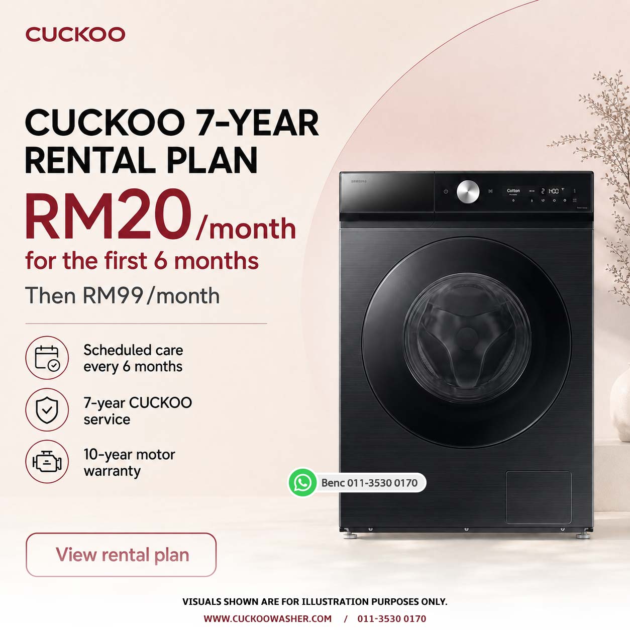 CUCKOO washer rental promotion available to eligible customers in Penang