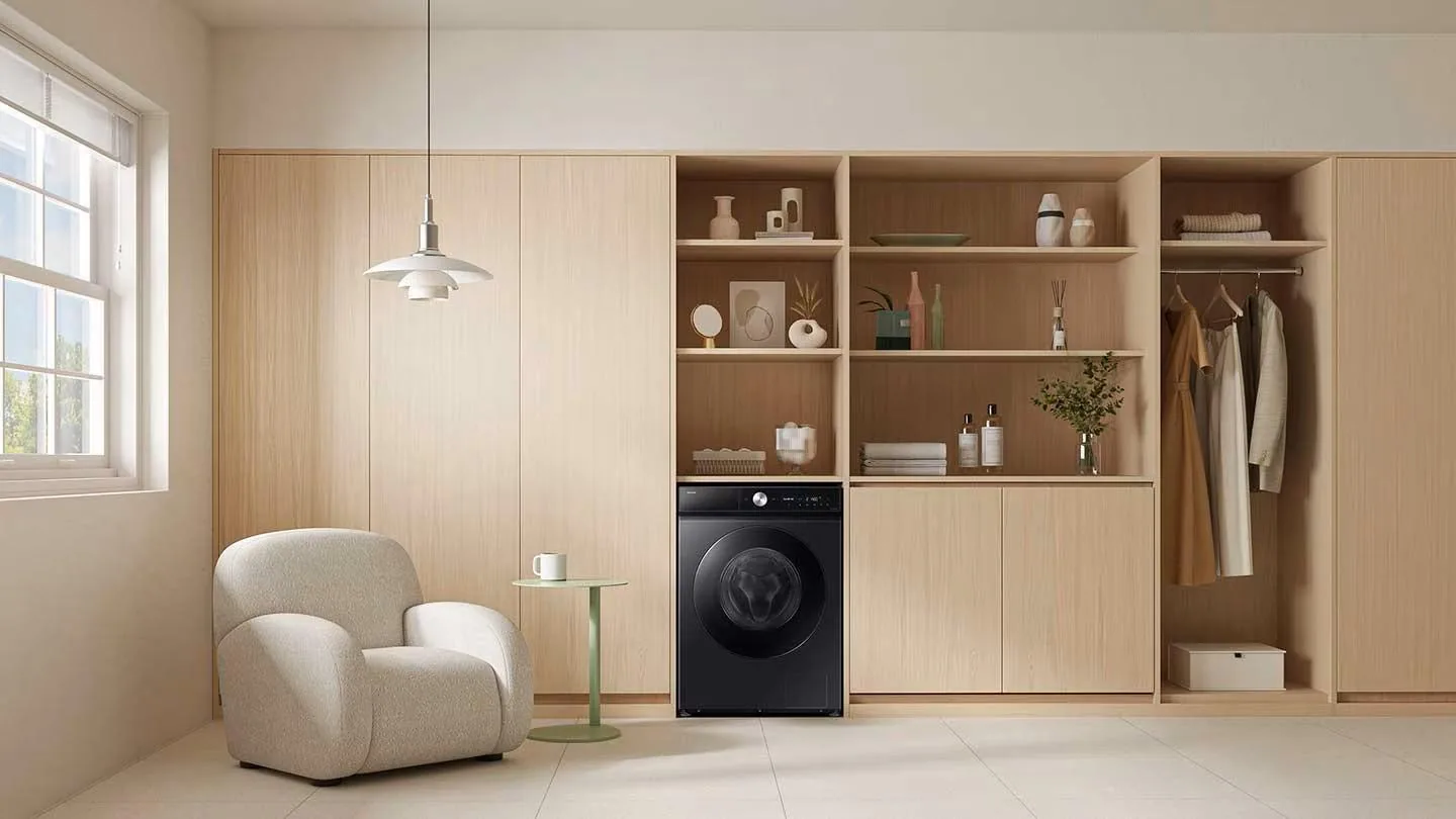 Samsung Bespoke AI Laundry Combo in a modern laundry room