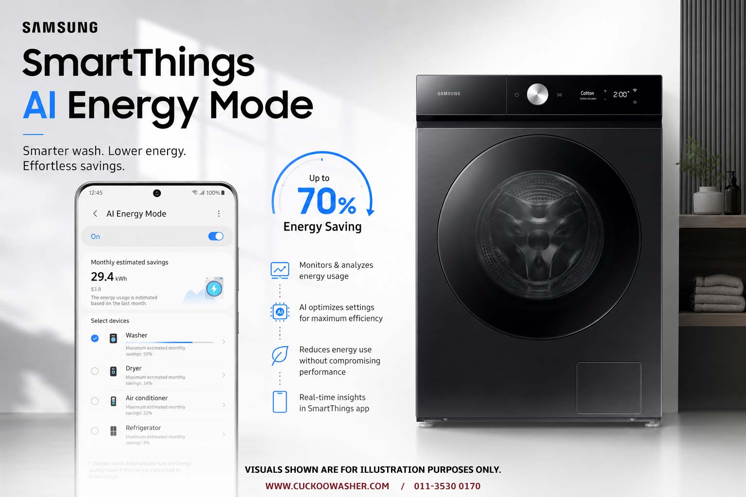 Samsung washer dryer SmartThings AI Energy Mode