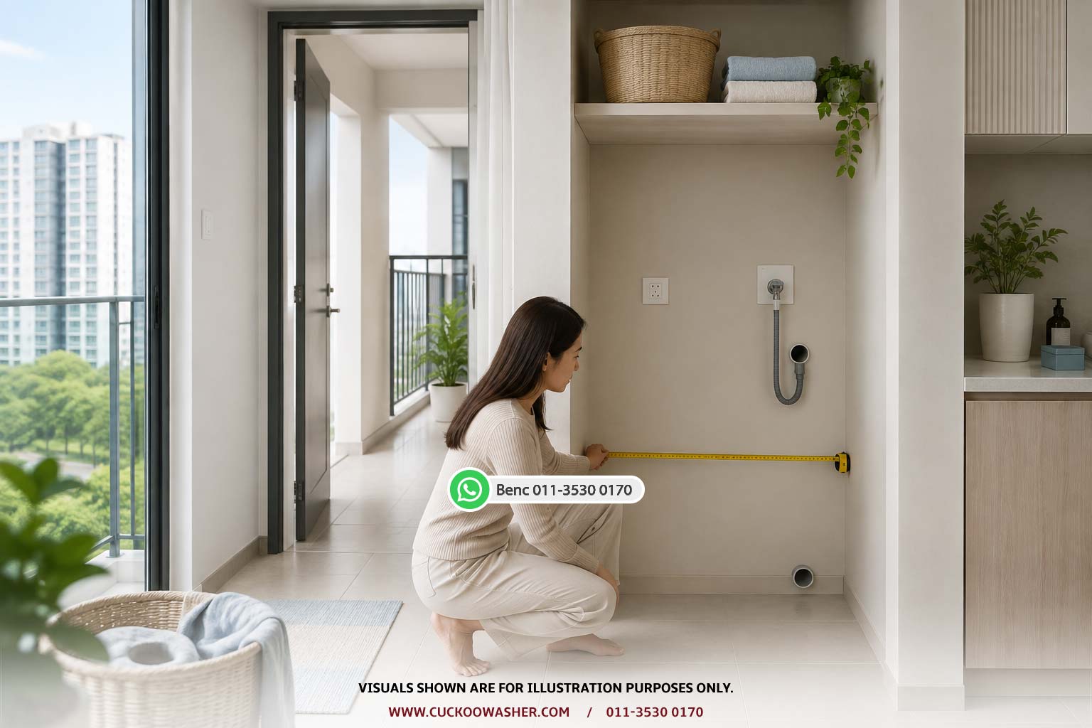 Measuring a Malaysian laundry space before washer dryer installation